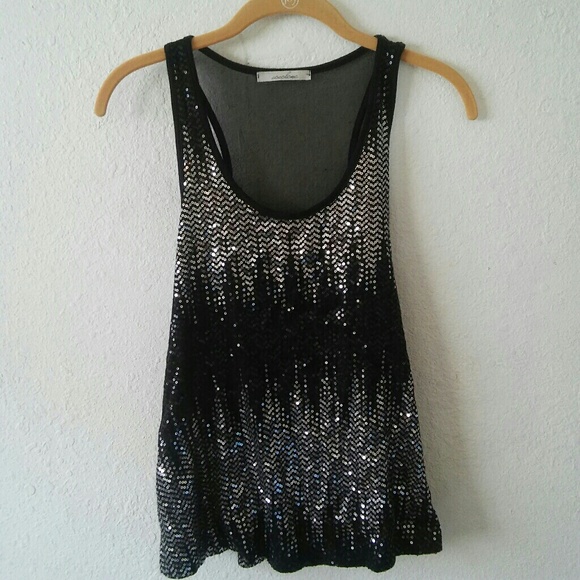 Cocolove Tops - Black & Silver Sequin Tank